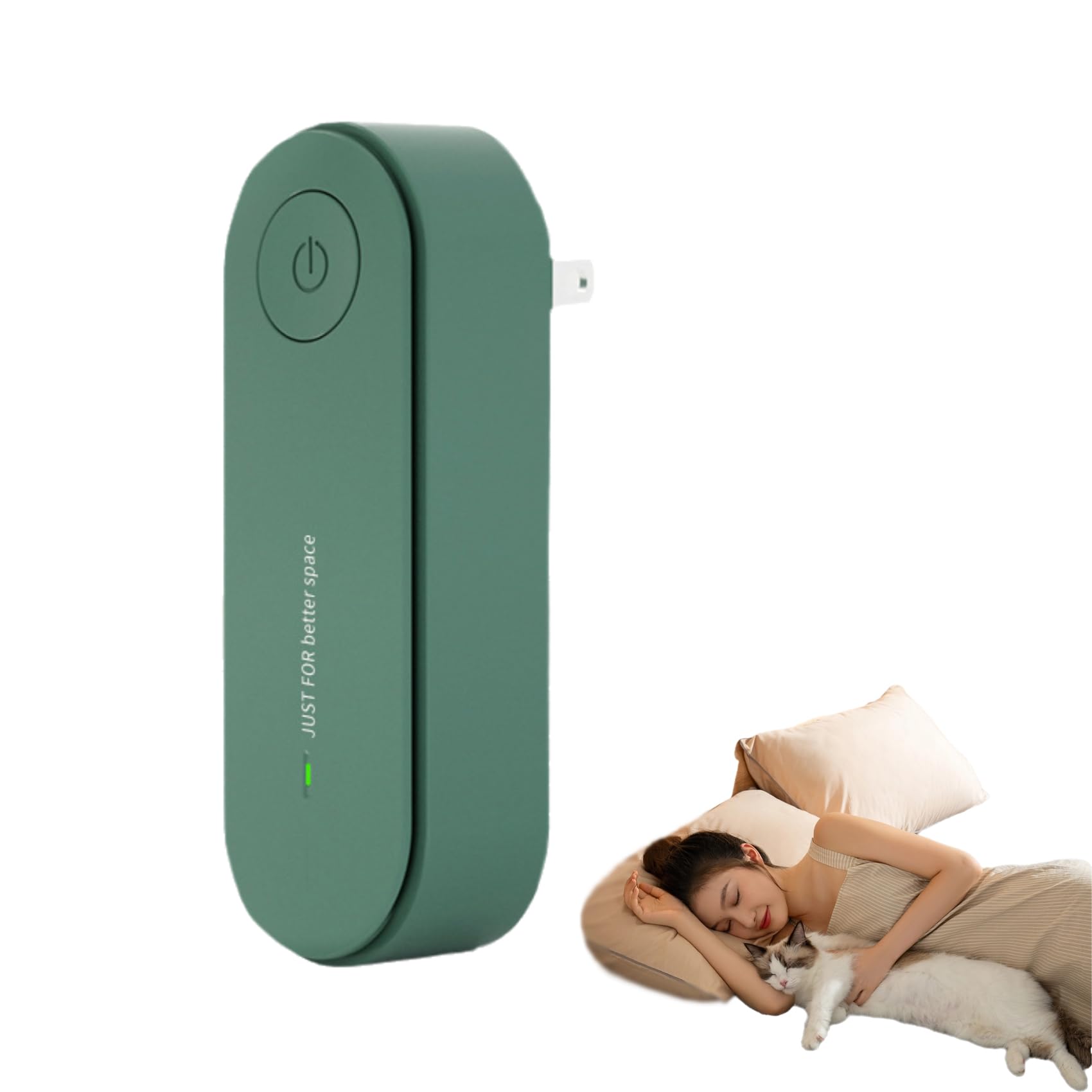 LitterGuard Pro Plug In Air Purifier for Pets - High-Efficiency Litter Tray Odour Eliminator & Ioniser - Quiet Deodoriser for Cats & Dogs Home Use (Green, 1PCS)