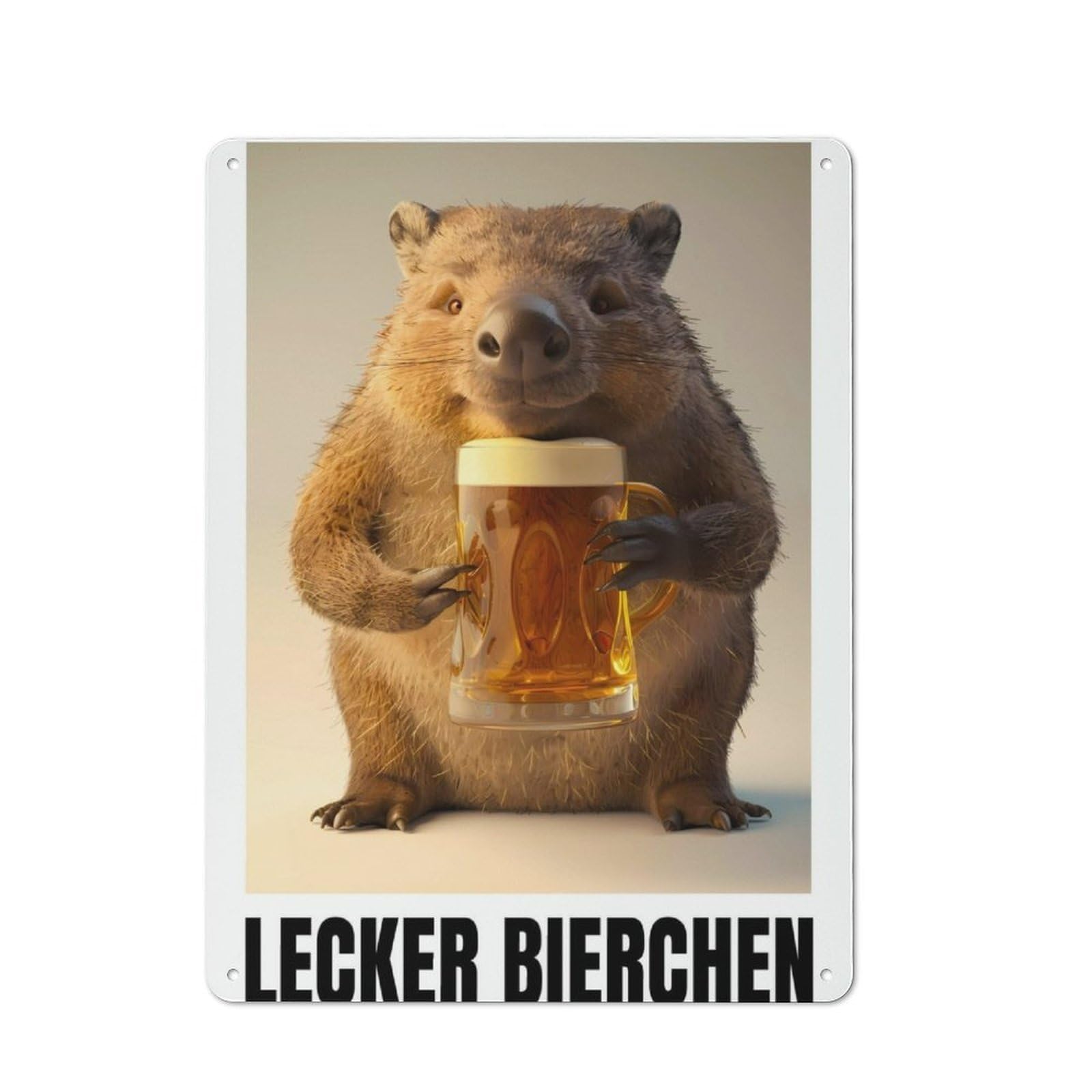 Junmoney Lecker Bierchen Wombat Tin Sign 40X30cm For Workshop Wall, Rustic Wall Decor, Suited To Workshop Decor Fans