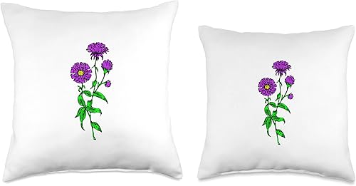 Vista 3 de Aster Floral Image Aster - Almohada gráfica de flores moradas, 18 x 18 pulgadas, multicolor