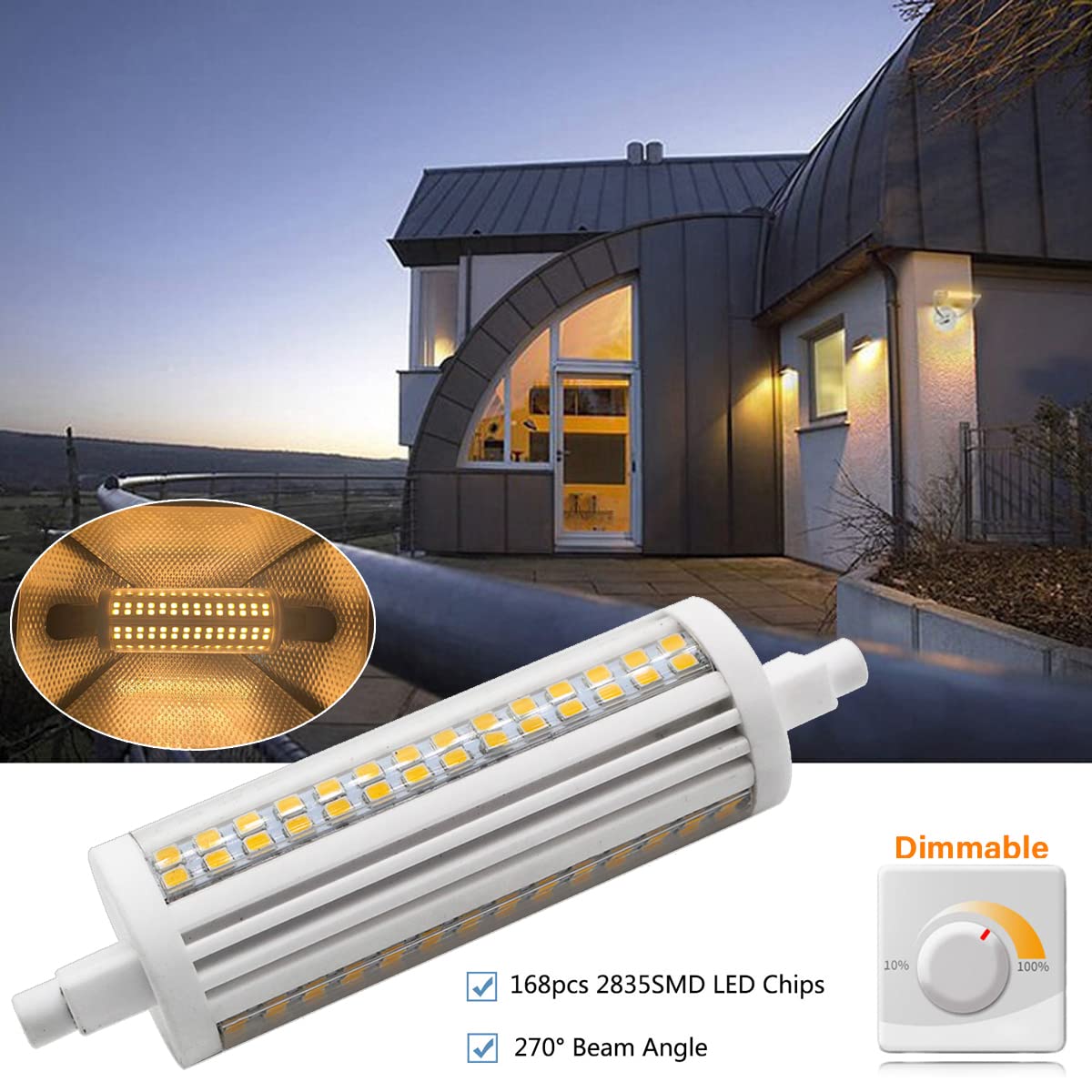 Żarówka LED TPMAFF R7s Odpowiednik 118mm 200W, 20W Podwójna podstawa J118 Reflektory R7S Żarówka 2500LM Ściemniana 3000K 4000K 6000K Żarówki LED wpuszczane o kącie świecenia 270 stopni (4-Pack)
