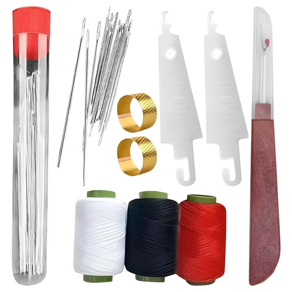 37PCS Sewing Tool Set, Big Eye Steel Sewing Needles Kit, Needles Thread Hand Repair Tools, Multi-Purpose Needle and Thread Kits, Sewing Working Kit for DIY Beginners