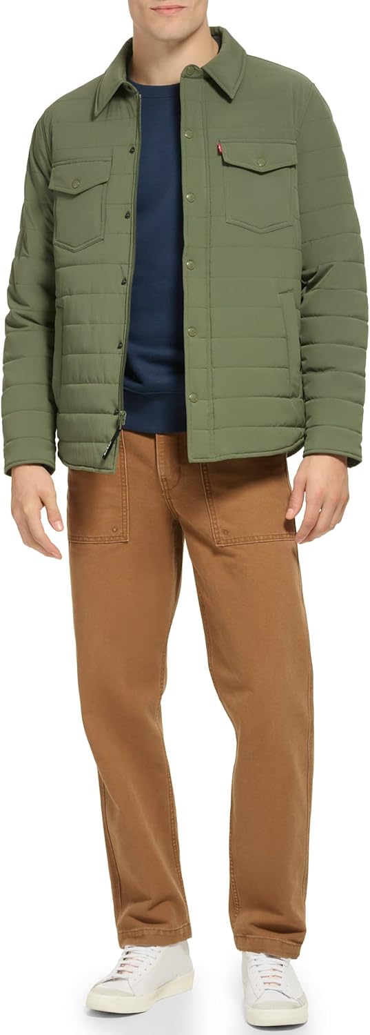 Levi's Mens Quilted Stretch Bomber Shirt Jacket - Image 3