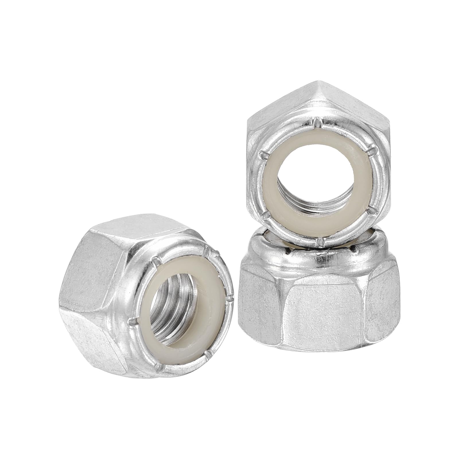 Kozelo 5Pcs Nylon Locking Hex Nuts - [7/16"-14], 304 Stainless Steel Hardware Nuts, Silver, for Automotive, Aerospace, Industrial Applications Use
