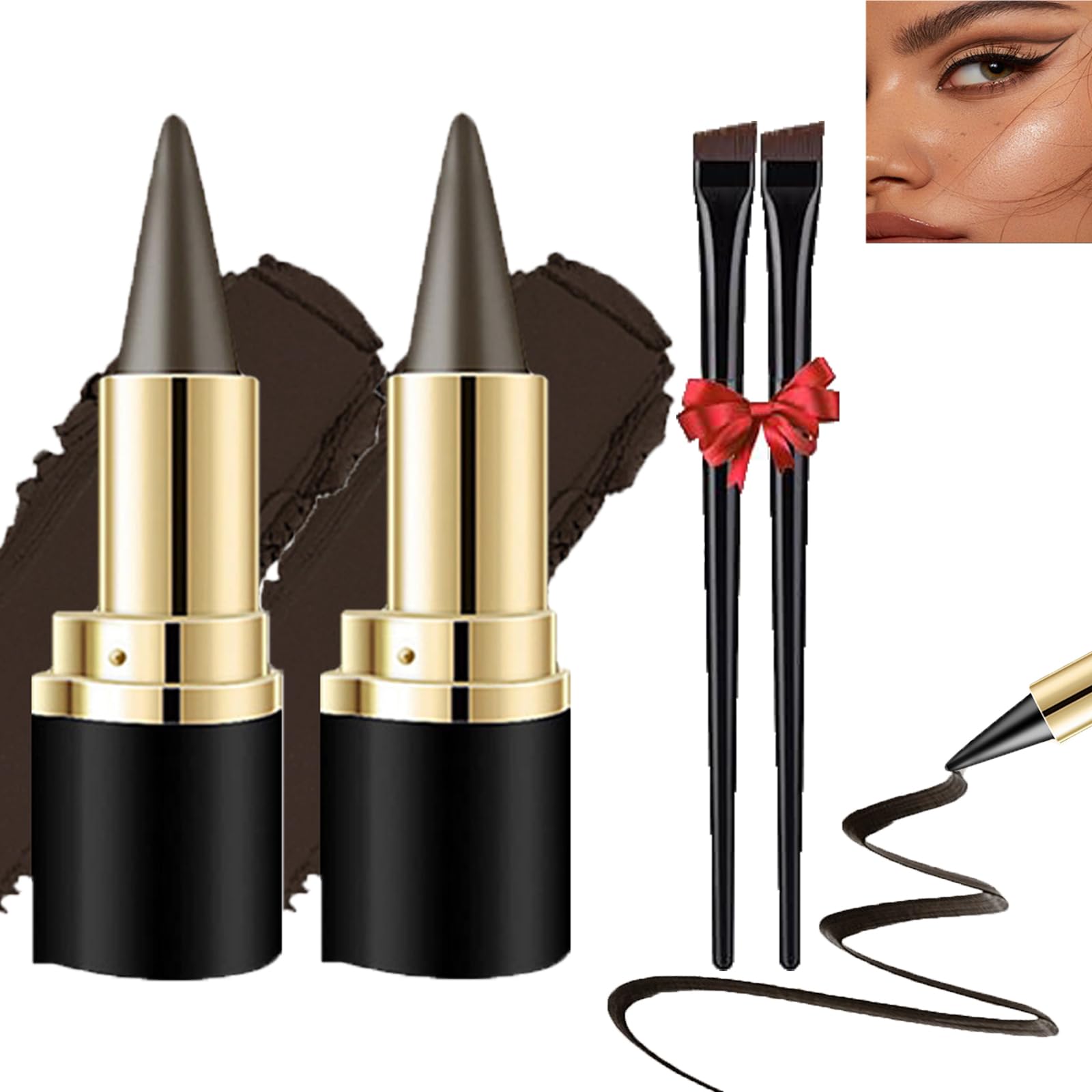 Bousalutend Eye Liner,Bousalutend Eyeliner Cream,Exhibition Eye Liner,Natural Black Eyeliner Cream Waterproof Long Wear Liquid Eyeliner Pencil,Matte Quick-Dry Eyeliner 4 Color Gel Eyeliner (2*#02)