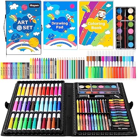 iBayam Art Supplies, 149-Pack Drawing Kit Painting Art Set Art Kits Gifts Box, Arts and Crafts for Kids Girls Boys, with Coloring Book, Crayons, Pastels, Pencils, Watercolor Pens & Cakes Cover