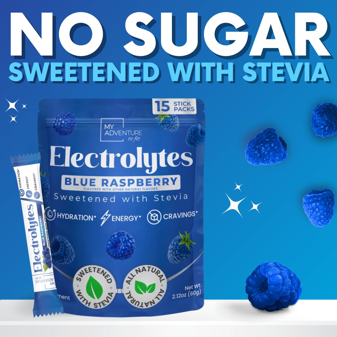 Sugar Free Electrolytes Powder Packets, Delicious Blue Raspberry, 15 Sticks — Amazon image 7