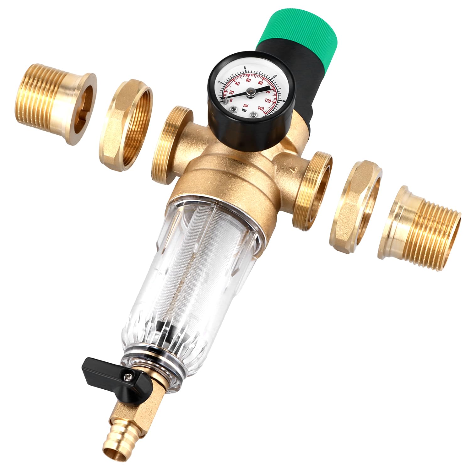 Riduttore Di Pressione Acqua Con Manometro E Filtro - In Ottone, Per Impianti Idrici Domestici - Foto 4