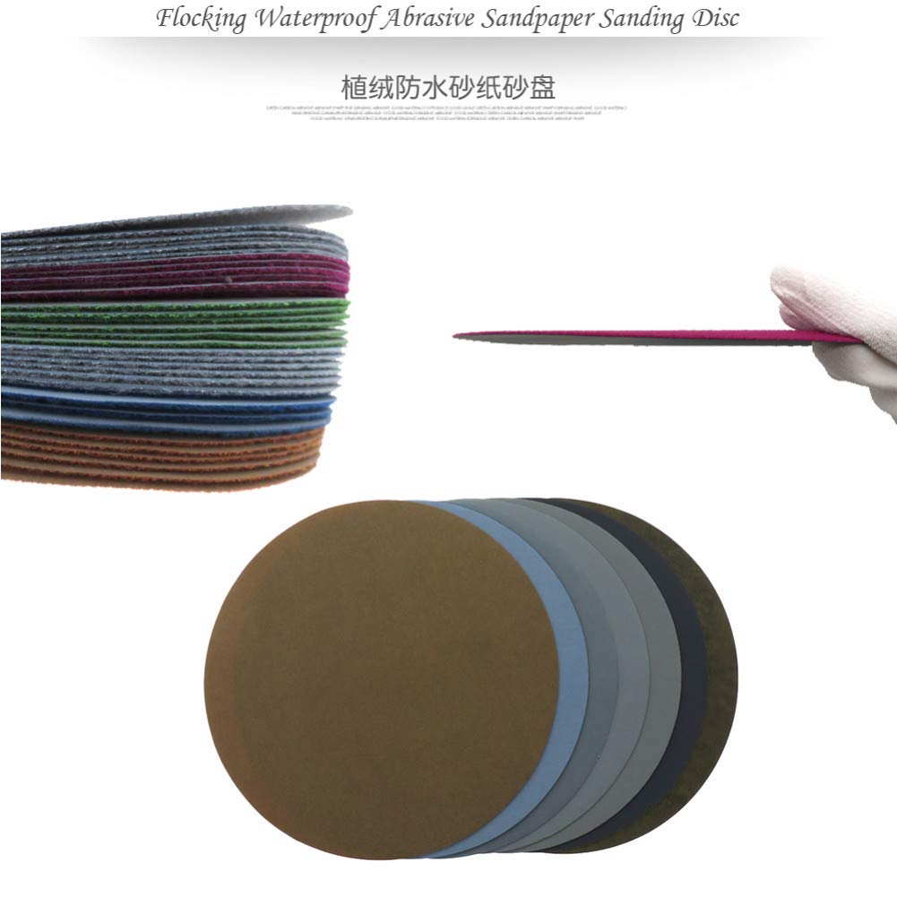 10Pcs 8 Inch Flocado Impermeable Disco de lija abrasivo lijado Autoadhesivo Húmedo y seco para lijar Pulir