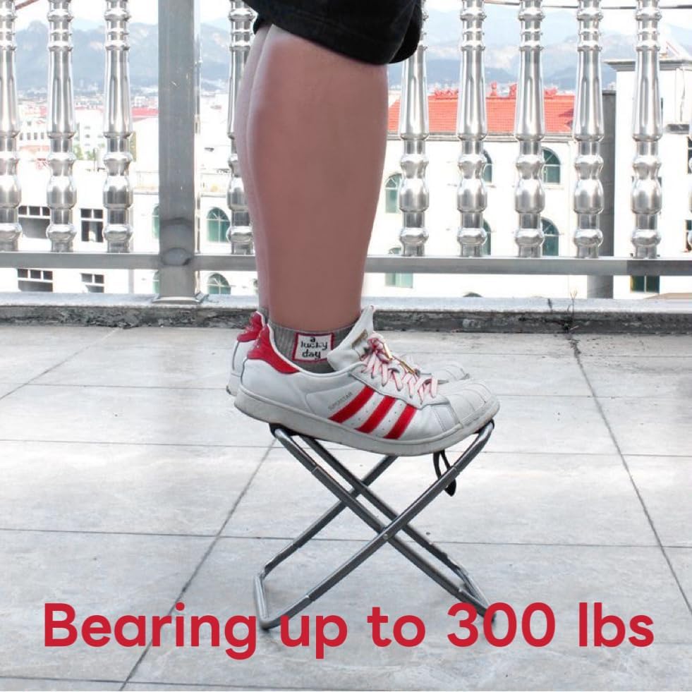 Miniatura 5 de Taburete plegable portátil para campamento, capacidad de 300 libras, ligero de 2.6 libras con bolsillos de almacenamiento (10 x 10 pulgadas)