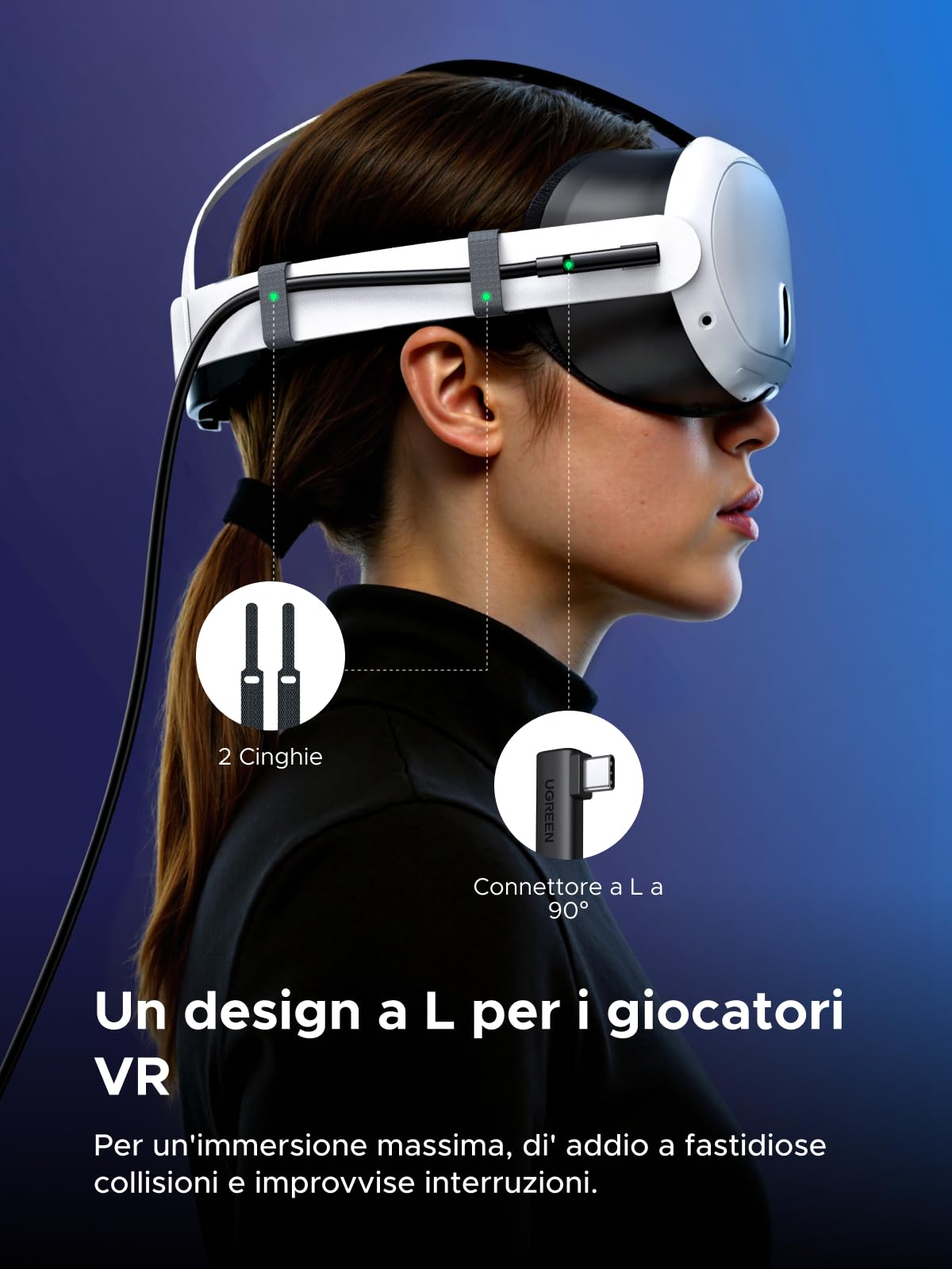 UGREEN Cavo Link 5M USB 3.0, Compatibile co Meta Quest 3s Quest 3 Quest 2/Pro/PC Steam VR Accessori, 5Gbps Trasferimento Dati