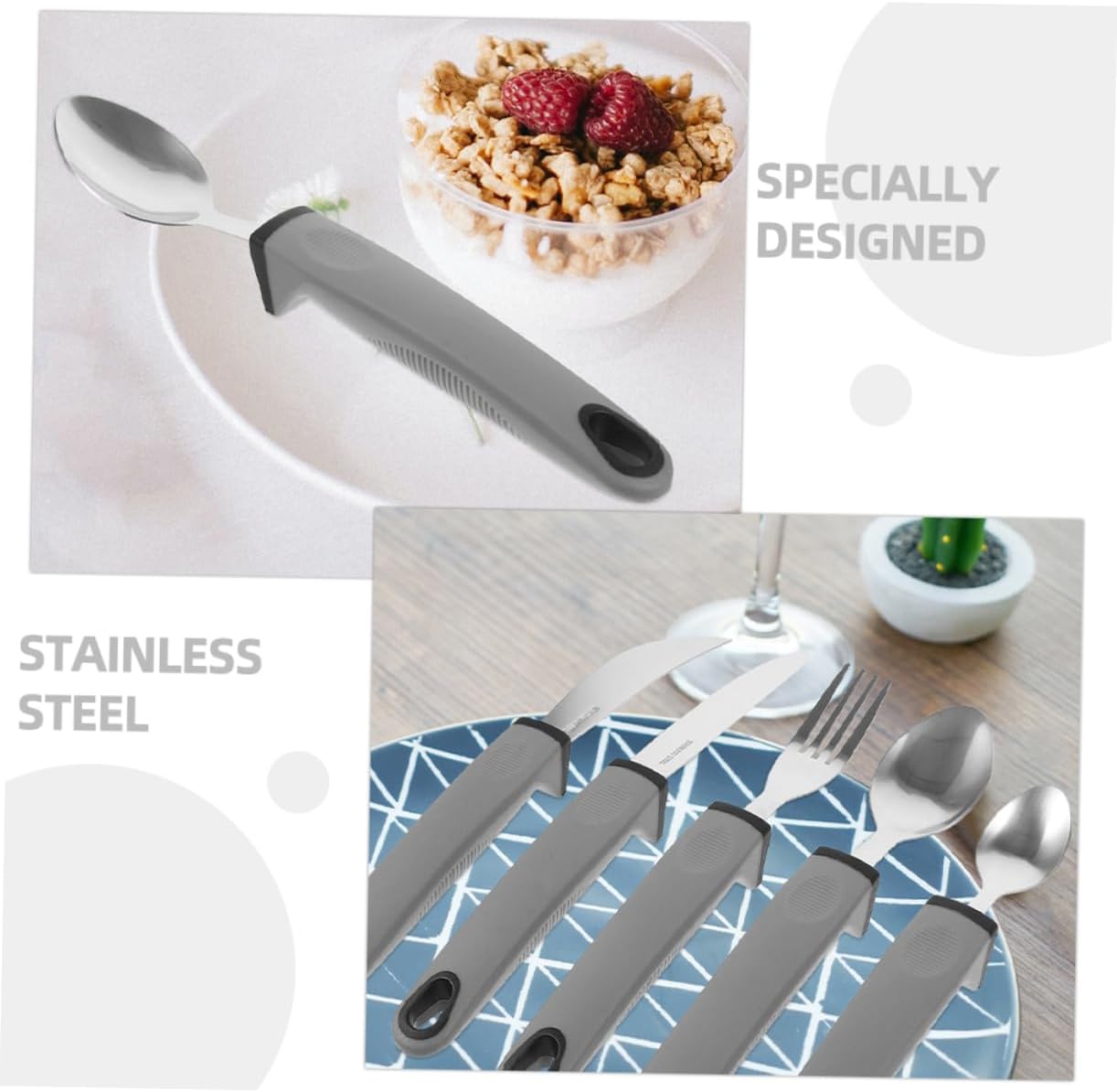 CALLARON 1Set Adaptive Utensils for Elderly Non Slip Ergonomic Design for Hand Durable Tpr Materials for Disabled Individuals