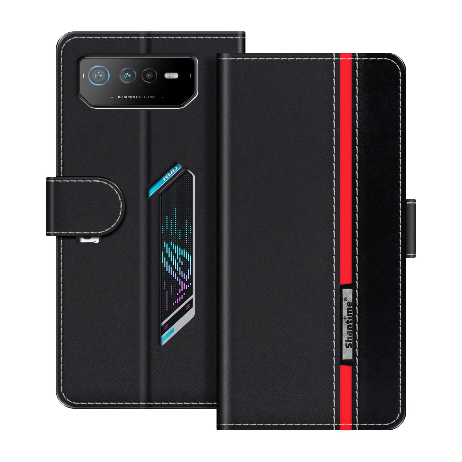 DESSEN Cover Per Asus ROG Phone 6/RGO Phone 6 Pro, con Slot per Schede e Funzione di Supporto, Custodia in Pelle PU Premium Stile Portafoglio con Chiusura Magnetica. Marrone