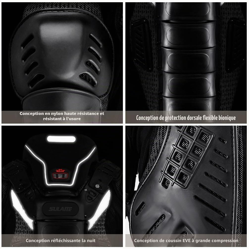 Unisexe Veste de Protection de Moto Élasticité Réglable Motocross Retour Épaule Protecteur de Vitesse avec Protection Dorsale Amovible