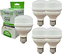Kit 5 Lâmpadas Led 50w Super Bulbo Alta Potência Bivolt Branco Frio- Techluz