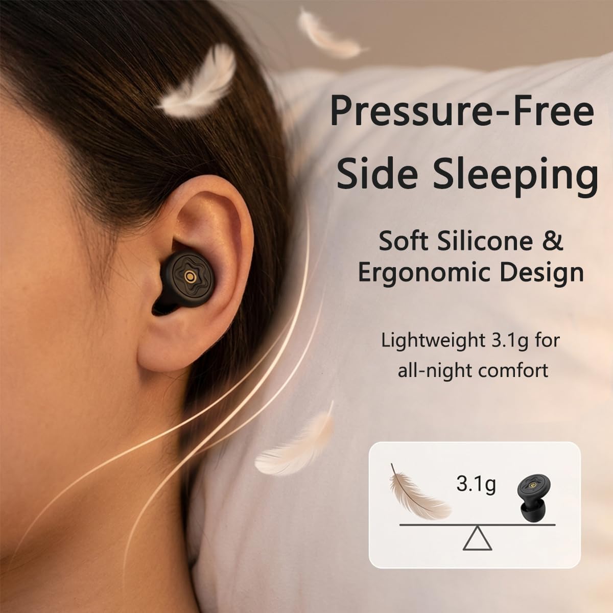 Tapones para los oídos para dormir con cancelación de ruido, tapones de silicona reutilizables de 50 dB para dormir de lado, protección auditiva para dormir, viajes, trabajo, con puntas de varios