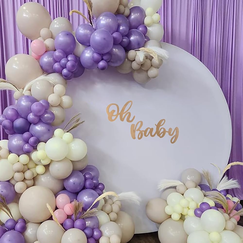 7.5ft White Round Backdrop Cover for Wedding Baby Shower Circle Backdrop Cover for 7.5ft Circle Arch Stand White Round Polyester Back Drop for Home