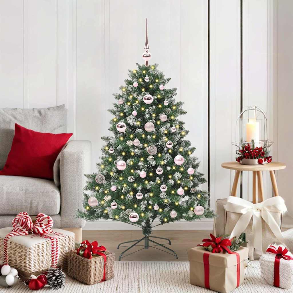 Sapin de Noël artificiel 120 cm pliable sans perte d'aiguilles avec LED intégrées