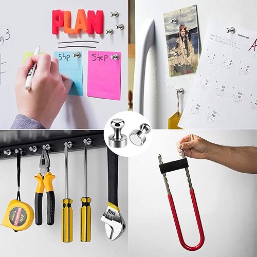 Miniatura 7 de Pin magnético para refrigerador, imanes de acero de níquel cepillado para nevera, pines magnéticos, tachuelas magnéticas para el pulgar, imanes para