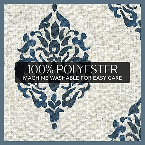 Elrene Home Fashions Navara Medallion Room-Darkening Window Curtain, Single Panel, 52" X 95" (1 Panel), Navy #TOP4