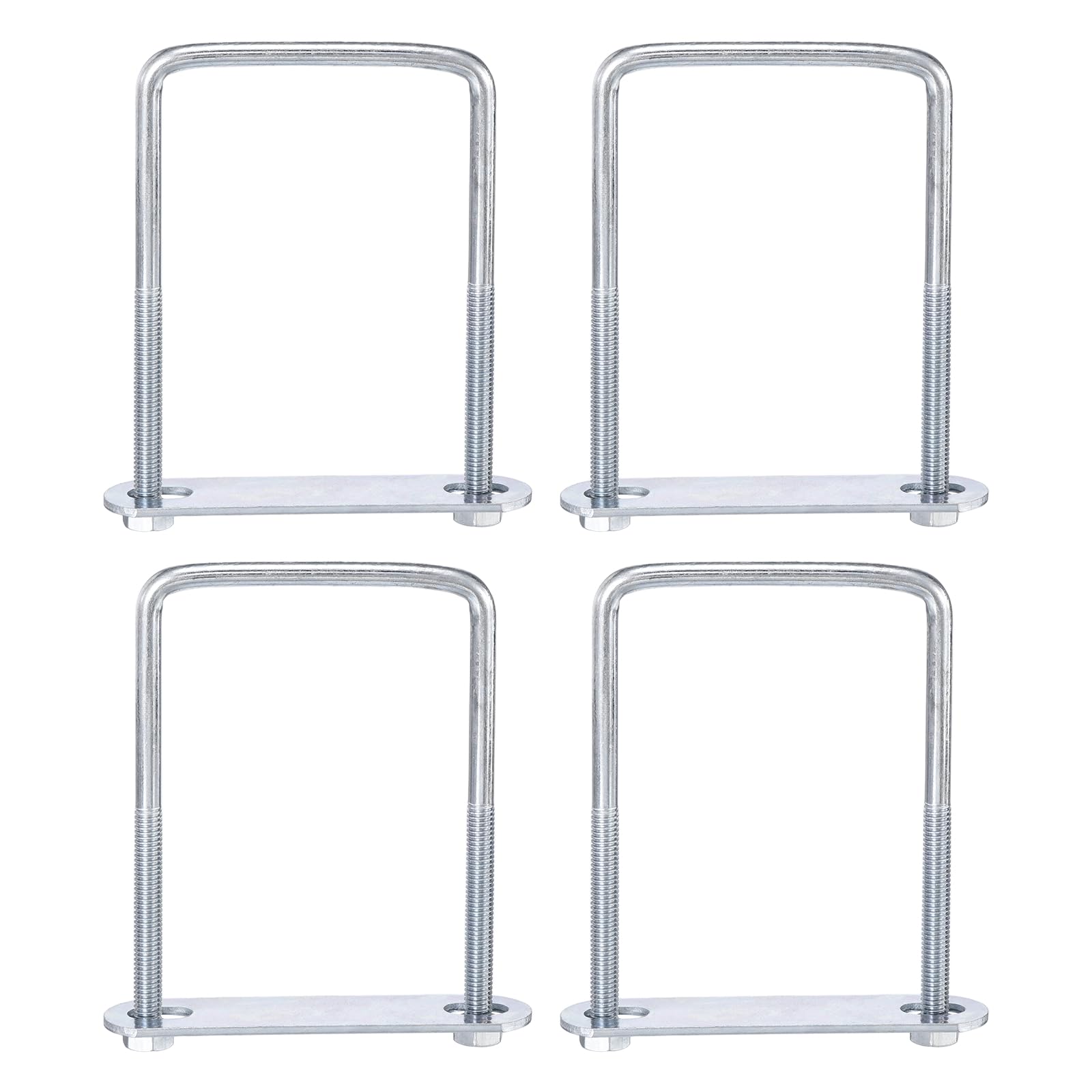 sourcing map 4Pcs Leaf Spring Clamp Kit M6 Square U-Bolts Clamp Fits Leaf Springs Up to 62mm Wide Locks Leaf Springs with Screws for Better Control of Axle Torque Trailer Truck Boat 100mm L