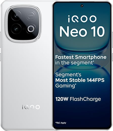 iQOO Neo 10 (Inferno Red, 16GB RAM, 512GB Storage) | Snapdragon 8s Gen 4 Processor & SuperComputing Chip Q1 | 7000 mAh Battery | Segment’s Highest…
