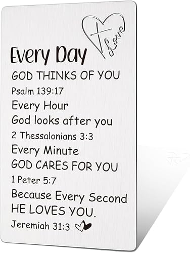 Regalos cristianos inspiradores para mujeres, tarjeta con versículo bíblico grabado en metal, tarjeta de bautismo, regalos de fe, Navidad, Acción de