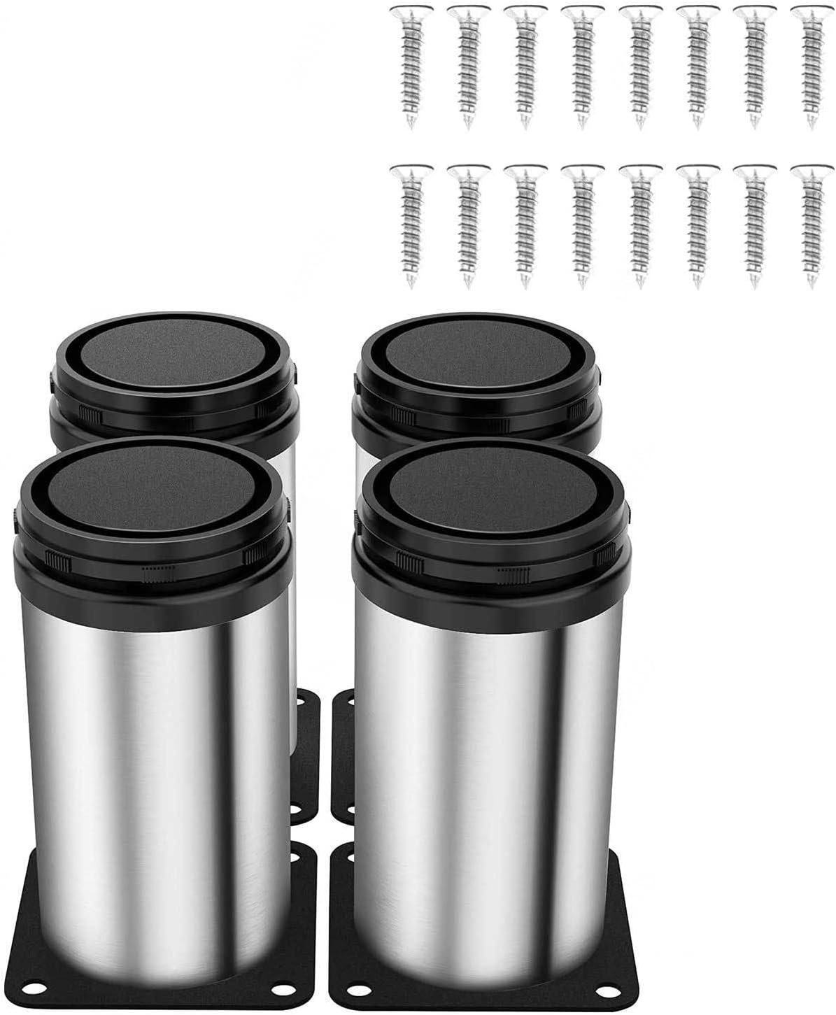 4 Pack Adjustable Legs for Kitchen Units Cabinet Legs Furniture Leg Table Support Rack with Protective Rubber Pad for Cabinet Cupboard Sofa Couch,450mm(17.71in) ()