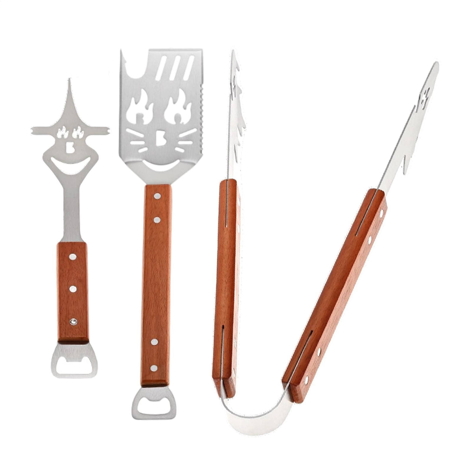 Set Di Utensili Da Barbecue, Griglia 3 Pezzi Multifunzionale Compatto | Set Utensili Barbecue Esterno Per Uomo Regalo