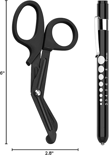Miniatura 6 de Paquete de 2 tijeras médicas y lápices para enfermeras, suministros médicos con un bolígrafo médico, una tijeras de 6 pulgadas, tijeras de trauma