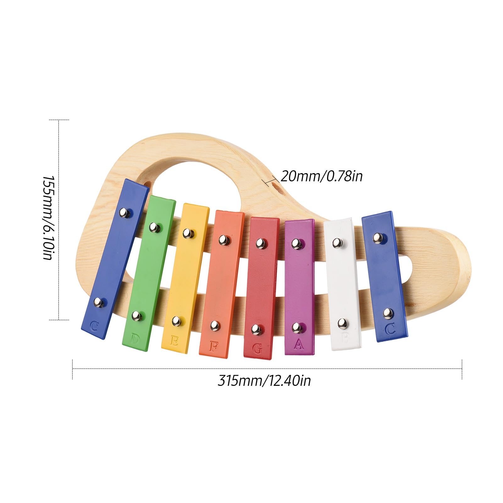 xilofono ​Legno Xilofono in Legno di Pino A 8 Note Glockenspiel Piastra in Alluminio Colorato da 3 Mm con Manico Martello in Legno Percussioni Squisite
