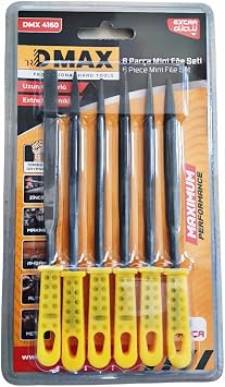 Dmax 6 Piece Mini File Set   Plain, Round, Semi Circular, Square, Triangle and Oval File Types | Hand Tools for Precision Metal, Wood and Plastic Workshop | Suitable for Craft and Modeling
