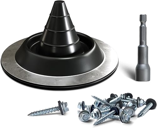 VIVIDA #0 EPDM - Bota de metal para tubería de techo, funda de techo flexible para tubería de diámetro exterior de 0 a 1-3/8 pulgadas, tornillos y