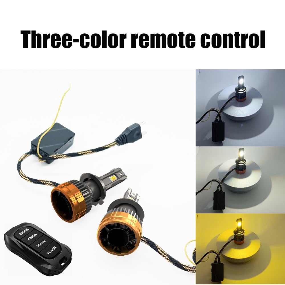 Bombilla Coche Faros LED H4 De 2800W Bombilla LED | Con H1 H7 H11 9005 9006 9012 6500K 4300K ​​3000K Control Remoto Tricolor