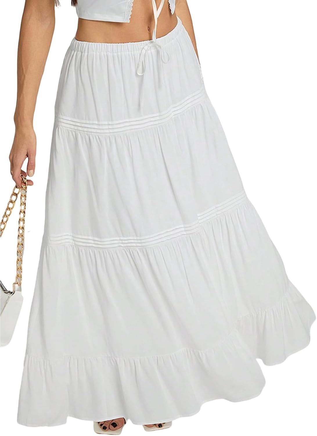 Maxi Skirts for Women Summer Spring 2026 Pleated High Waisted Flowly Skirt Tiered Casual Boho Beach Vacation Clothes - Image 2