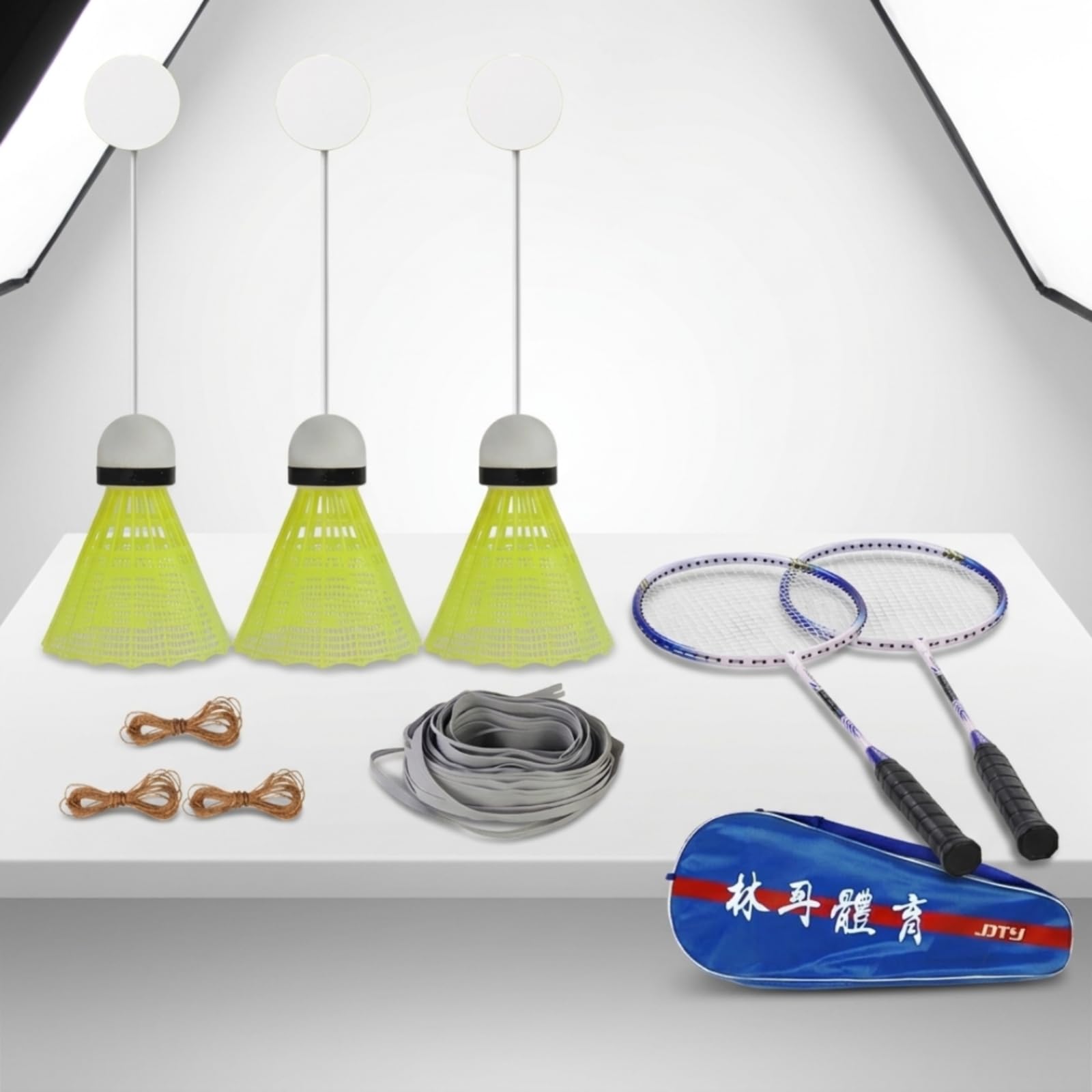 Baoblaze Bambini Badminton Set Sospeso per Volano Allenamento Continuo con Cavi Ganci E Sacca Montaggio a Soffitto Materiale Plastica Nylon Adatto per Pratica