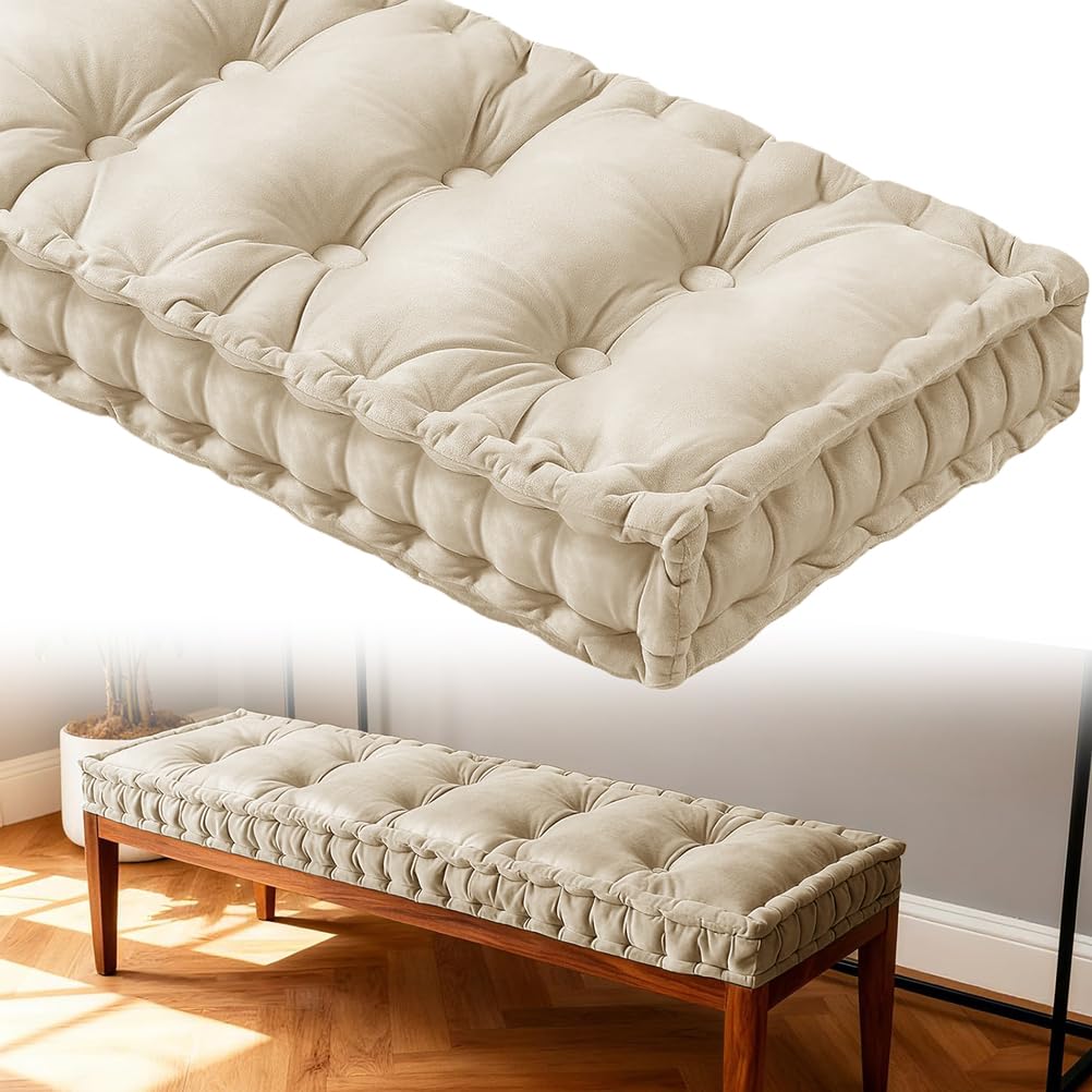 Almohadillas de Banco con diseño Antideslizante, cojín capitoné para Asiento de Columpio, cojín de Terciopelo para Ventana, cojín de Asiento para Comedor, Piano, Zapatos,No11,150x40cm