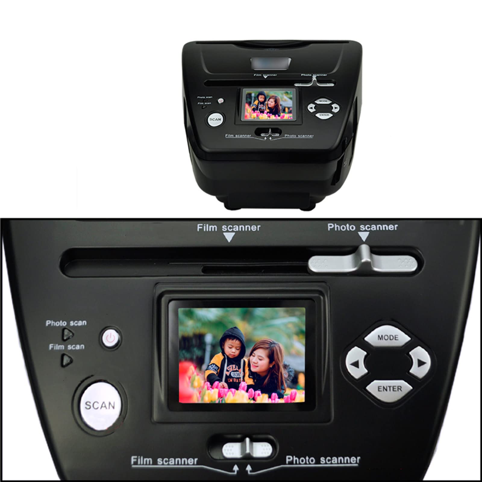 Scanner de films et diapositives 16MP, visionneuse de diapositives tout-en-un avec écran LCD, emplacement pour carte SD, convertit les diapositives/négatifs 35 mm 135 110 126 en photos numériques JP