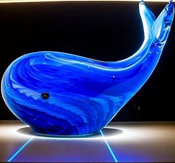 Amazon.co.jp: 青い手吹きアートガラス 動物 クジラの置物
