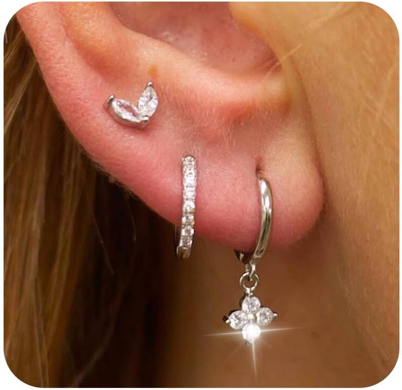 14K Gouden Oorbellen Set Voor Dames, 4 Paar Hypoallergene Huggie