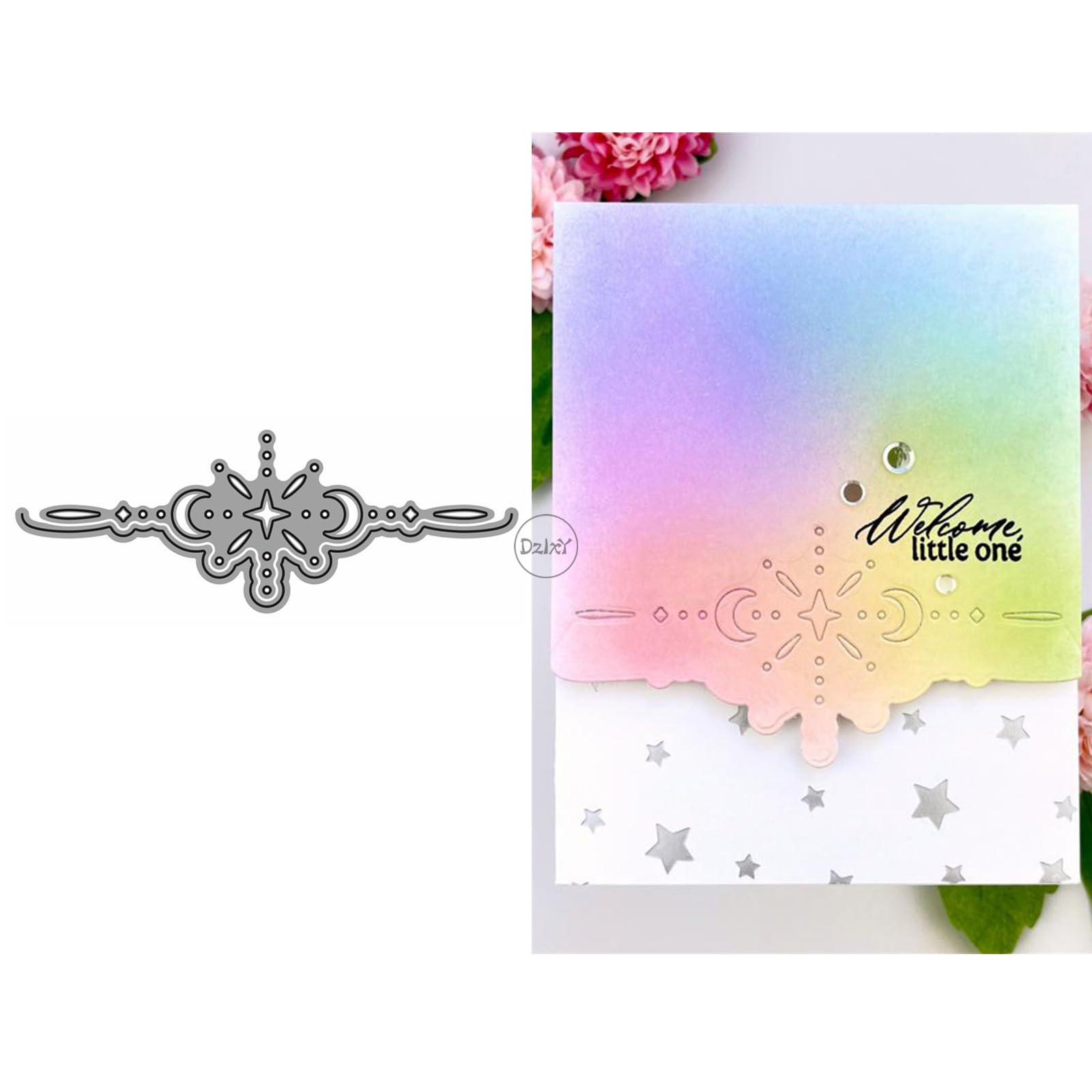 DzIxY Stars Moon Lace Metal Cutting Dies for Card Making Kit Embossing Paper Die Cuts Scrapbook Machine Stencils Storage Pockets Supplies