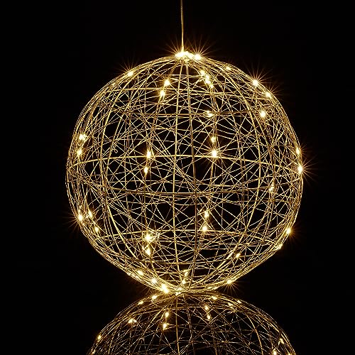 Relaxdays LED Dekokugel, batteriebetrieben, Drahtkugel, Hängen &...