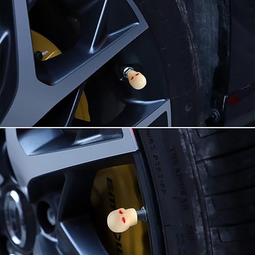 Miniatura 7 de 12 tapones fluorescentes para válvulas de neumáticos, con diseño de calavera fluorescente, luminosas para rueda de automóvil, iluminadas que brillan