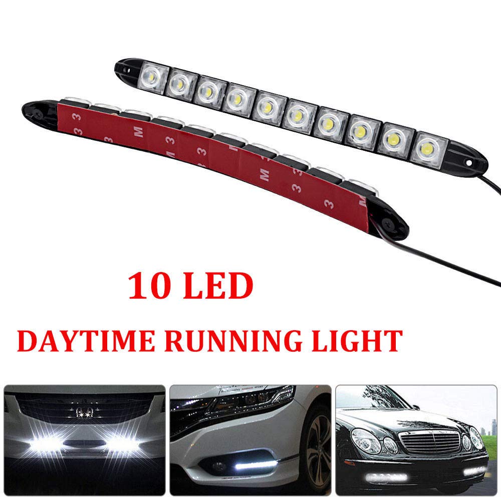 2 Pezzi 10 LED Luce di Marcia Diurna per Auto Bianca Drl Luce Diurna Fendinebbia Fari di Guida Impermeabili