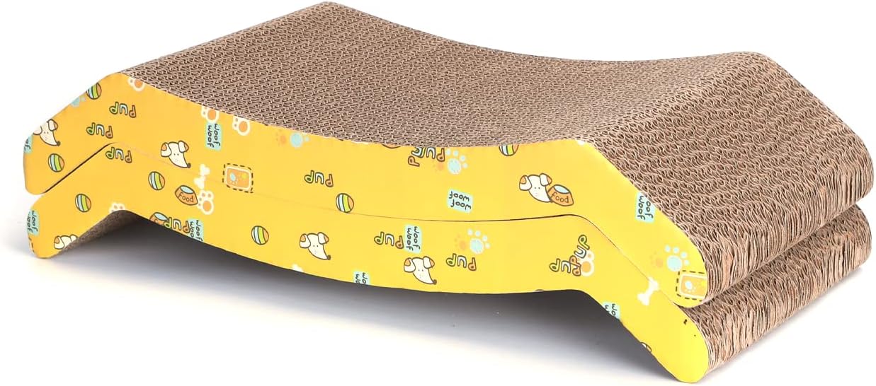 Nobleza 2Pcs Cat Scratching Board, Reversible Use Curved Shape Cat Scratcher with Catnip, High Density Corrugated Scratcher Cardboard, Durable Scratchers Pad Bed Sofa Lounger Set, Size 44 * 22 * 8 cm 3 610fI3z0iHL. AC SL1500