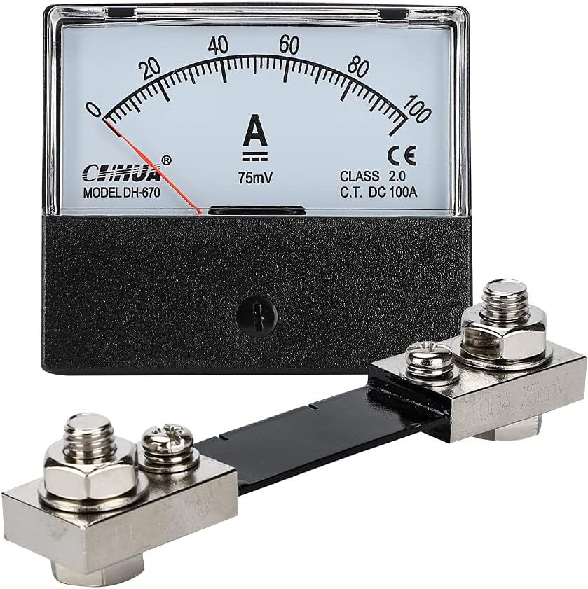 CHHUA Analog Amp Meter Gauge DH670 Ammeter DC 0100A/75mV