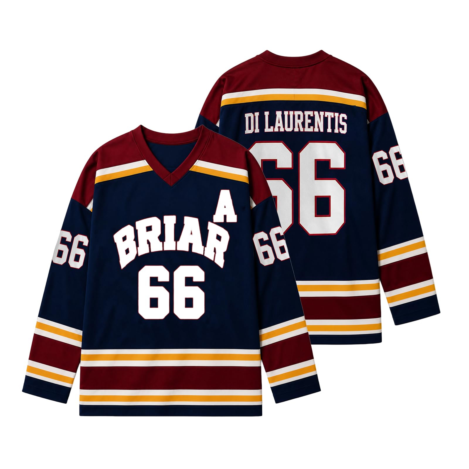 Off-Campus Merch Jersey V-Neck Sports T-Shirt for Men and Women, Ice Hockey Fan Shirt Graham 44 / Logan 22 / Tucker 46 / Di Laurentis 66, Briar-u Merch Shirt, S