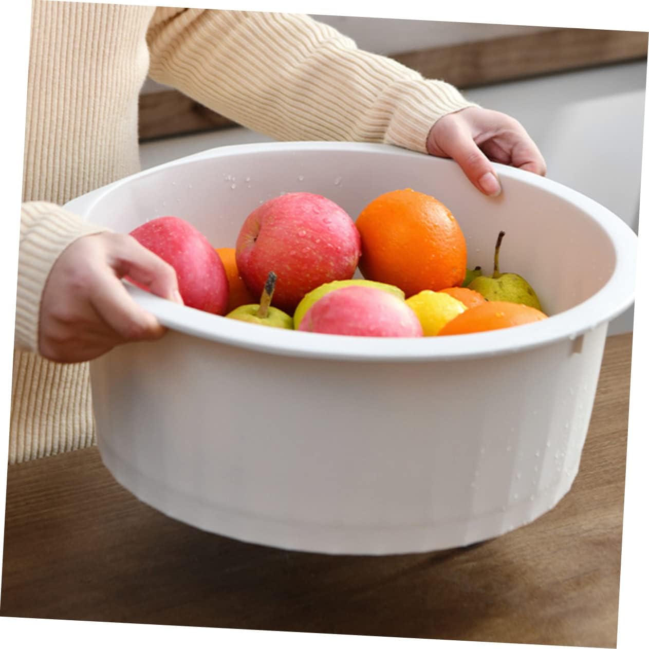 NUOBESTY Thickened Plastic Washbasin with Washboard for Newborn Clothes Hand Washing Multipurpose Washtub for Laundry Face and Foot Cleaning Lightweight Household Basin for Care