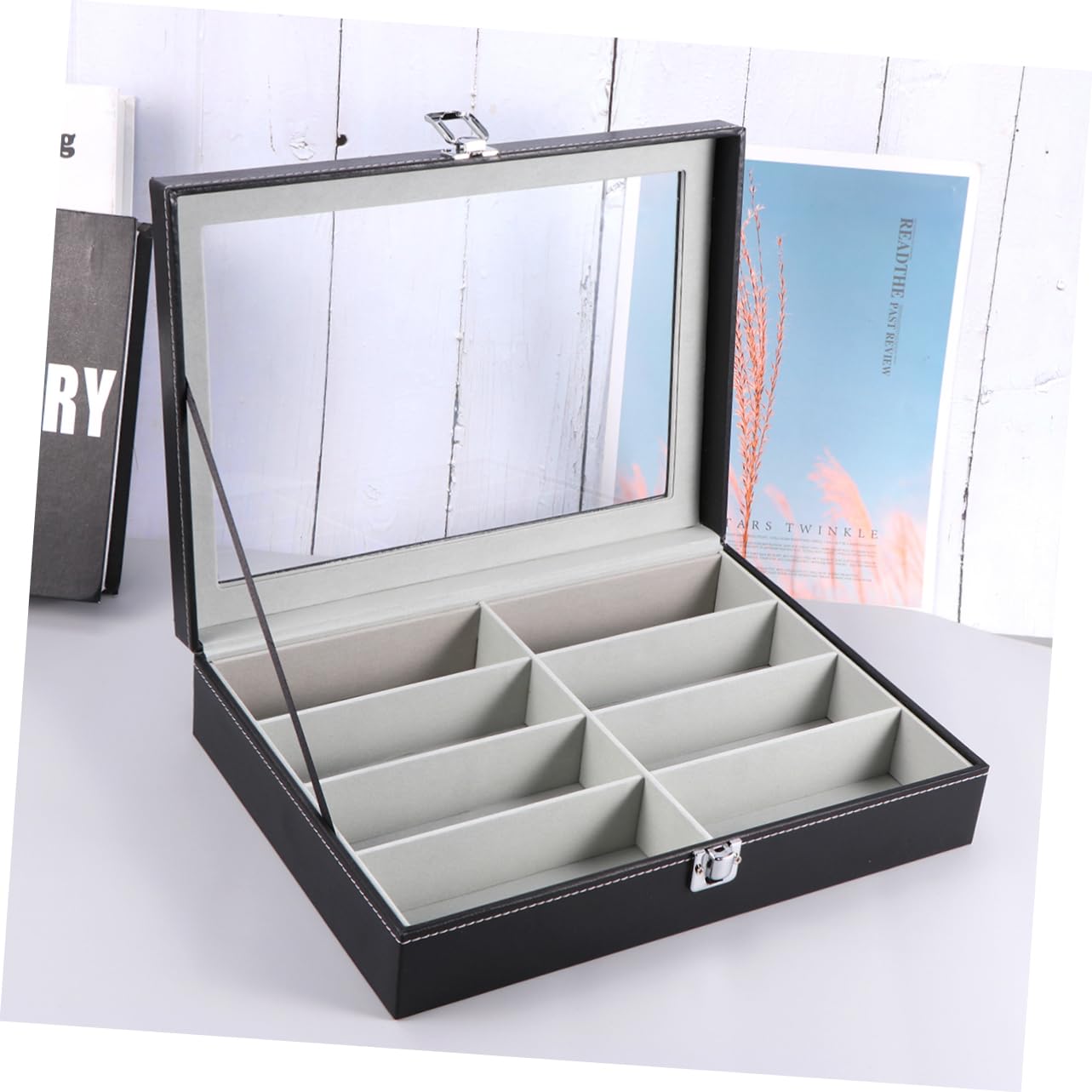 VALICLUD 1kawałek Jednostka Produktu Tytuł Przechowywanie Okularów Elegancki Organizer z Przegródkami z Szarym Wnętrzem Idealny Do Domu i Biura Wykonany z Trwałych Materiałów