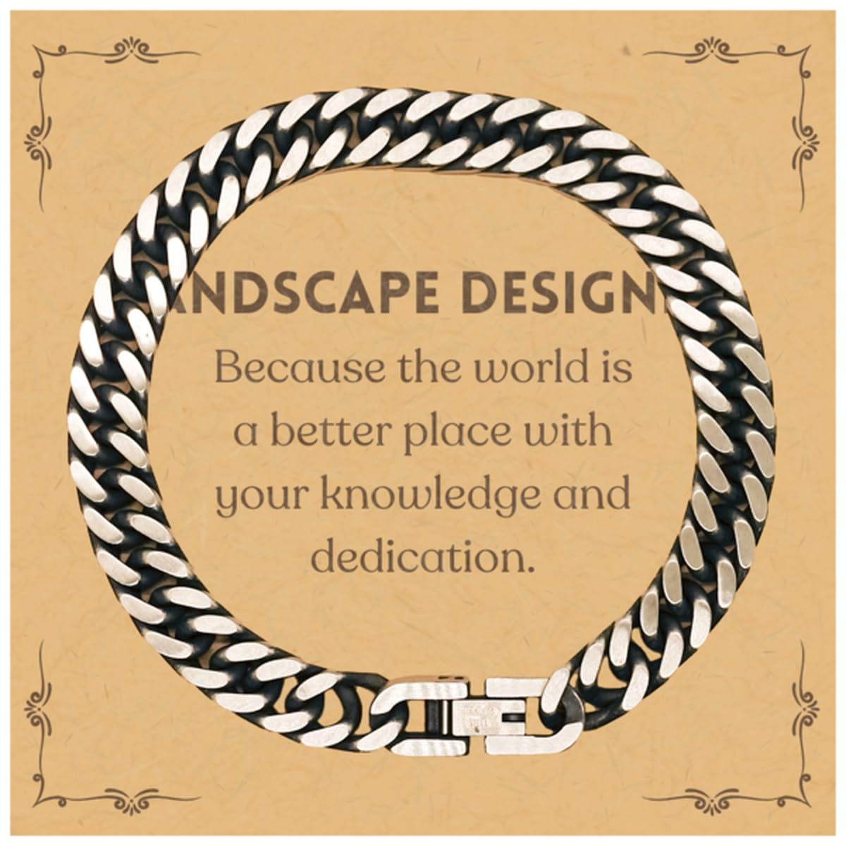 Best Landscape Designer Gifts, Because the world is a better place, Inspirational Birthday Christmas Unique Cuban Link Chain Bracelet For Landscape Designer, Coworkers, Men, Women, Friends