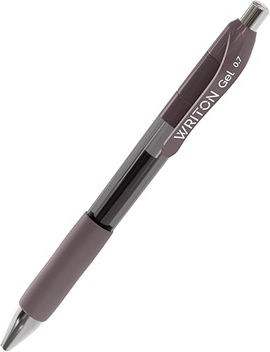 Miniatura 2 de Writon Bolígrafos de gel retráctiles, agarre cómodo, punta fina de 0.028 in, tinta marrón, paquete de 12
